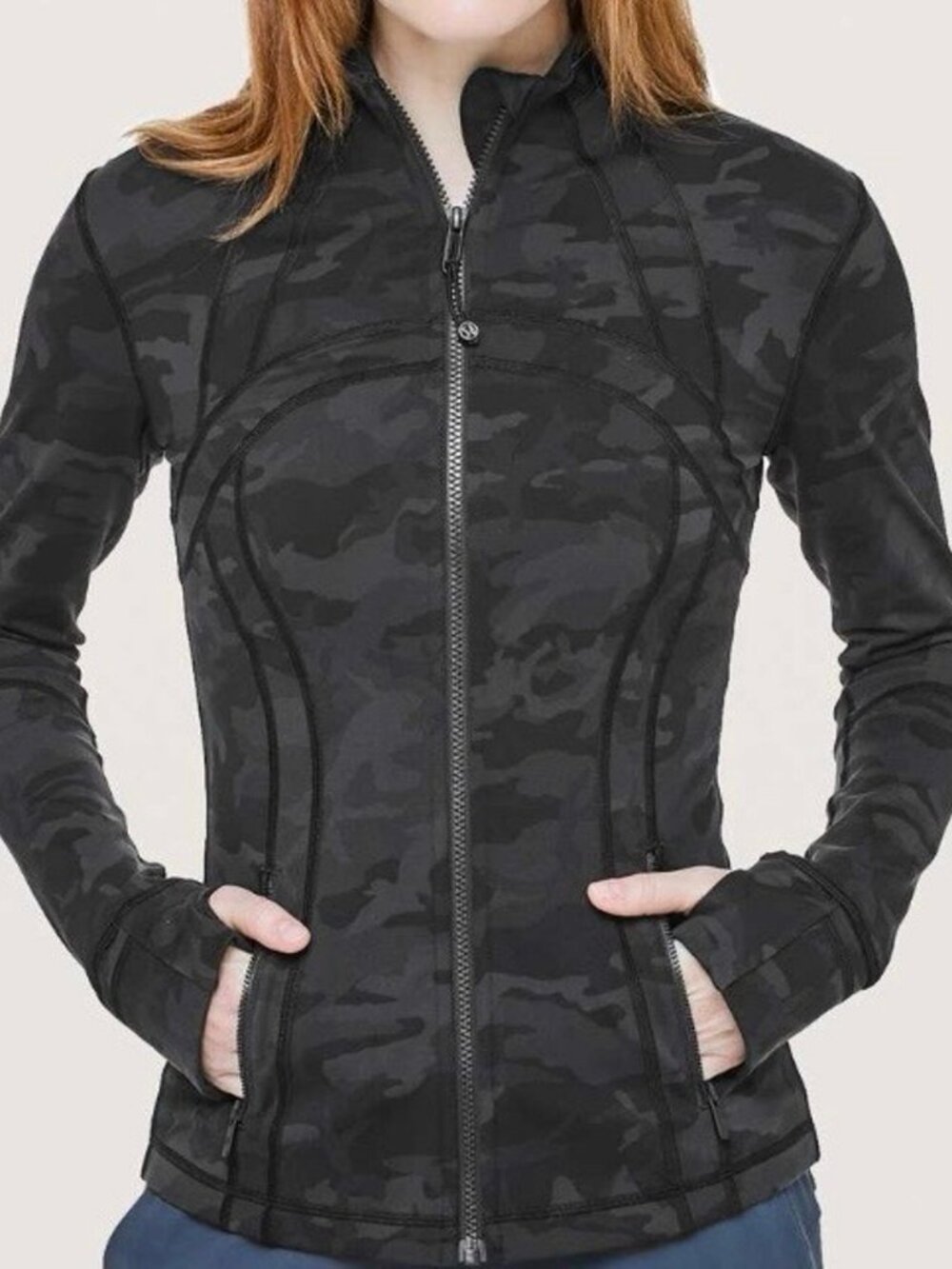 Lululemon Define Jacket Black Camo Full Zip Athletic Jacket Women's Size 8